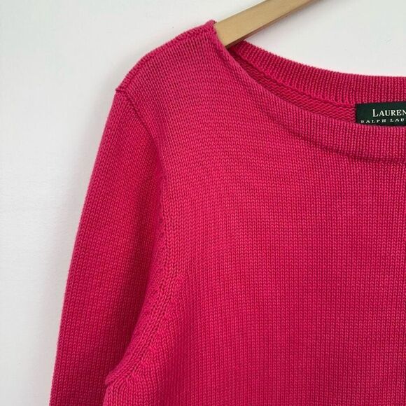 Lauren Ralph Lauren Pink Embroidered Crest Crewneck Knit Sweater - Picture 7 of 10